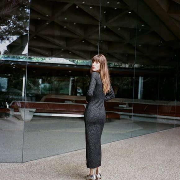 NWT ZARA METALLIC THREAD STRETCH KNIT DRESS S, M, L 5584 - Picture 3 of 8